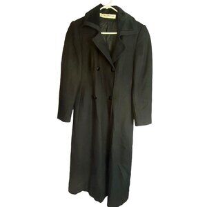 VTG Evan Picone Women 6 Black Wool Overcoat Long Double Breasted ILGWU‎ USA 80s